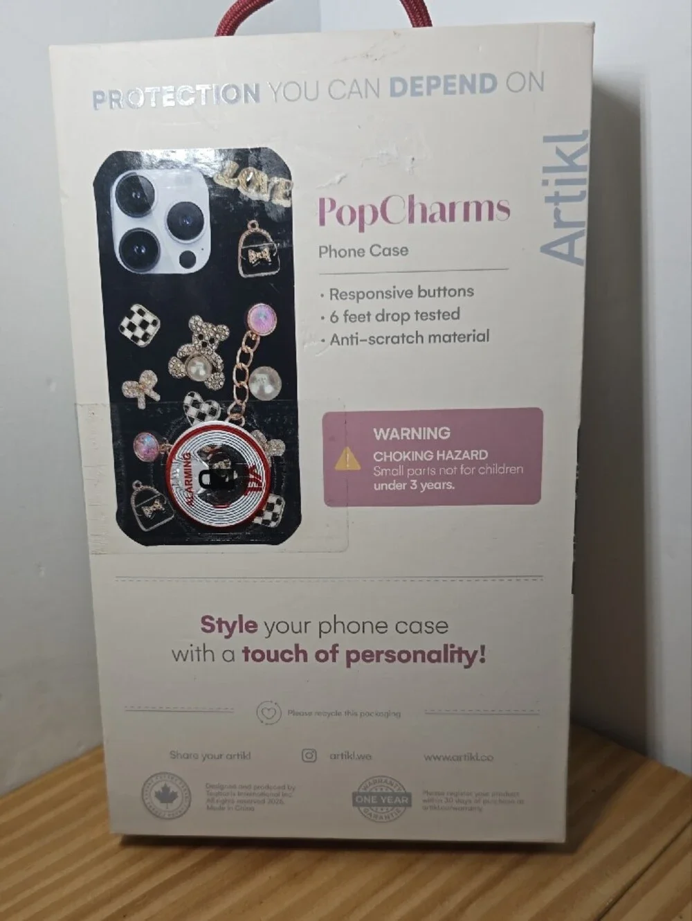 Decorative Phone Case for iPhone 15 Pro Max — Black with Gold Charms